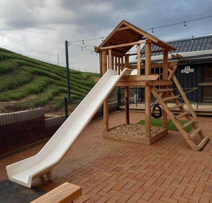 Blue Garden slide with steps